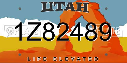 1Z82489 Utah License Plate