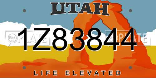1Z83844 Utah License Plate