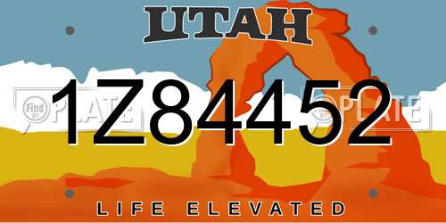 1Z84452 Utah License Plate