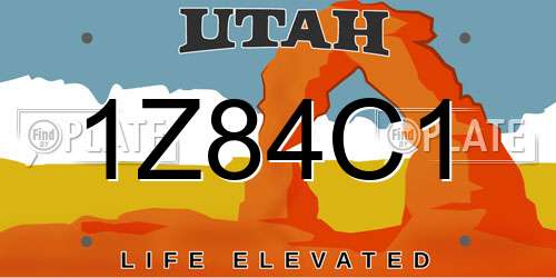 1Z84C1 Utah License Plate