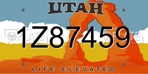 1Z87459 Utah License Plate