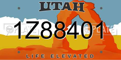 1Z88401 Utah License Plate