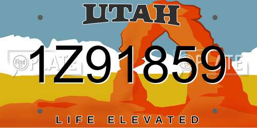 1Z91859 Utah License Plate