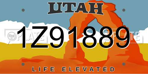 1Z91889 Utah License Plate