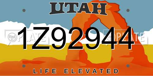 1Z92944 Utah License Plate