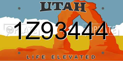 1Z93444 Utah License Plate