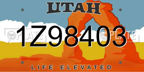 1Z98403 Utah License Plate
