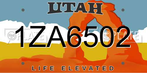 1ZA6502 Utah License Plate