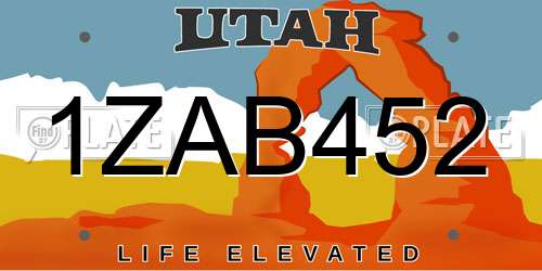 1ZAB452 Utah License Plate