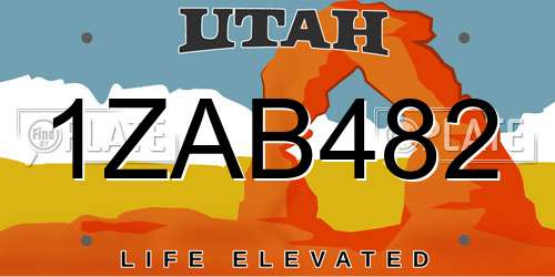 1ZAB482 Utah License Plate