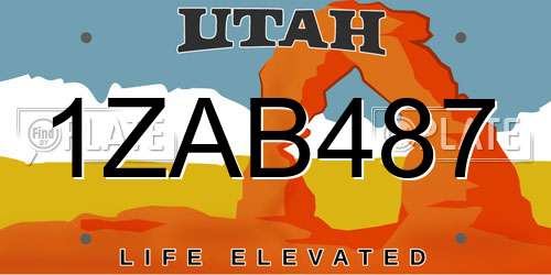 1ZAB487 Utah License Plate