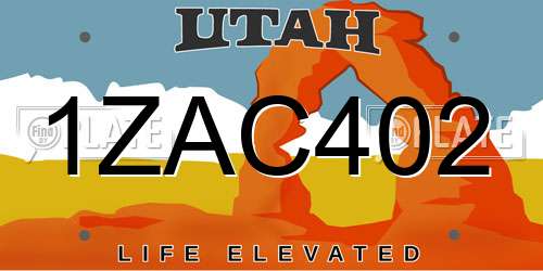 1ZAC402 Utah License Plate