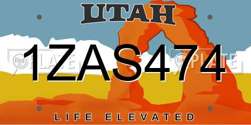 1ZAS474 Utah License Plate