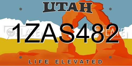 1ZAS482 Utah License Plate
