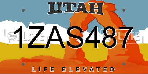 1ZAS487 Utah License Plate