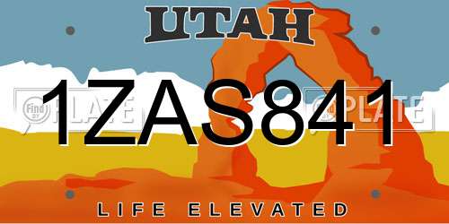 1ZAS841 Utah License Plate