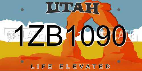 1ZB1090 Utah License Plate