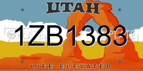 1ZB1383 Utah License Plate