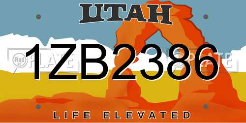 1ZB2386 Utah License Plate