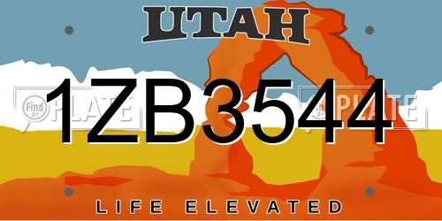1ZB3544 Utah License Plate