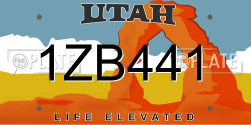 1ZB441 Utah License Plate
