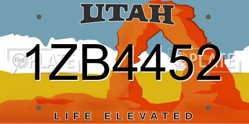 1ZB4452 Utah License Plate