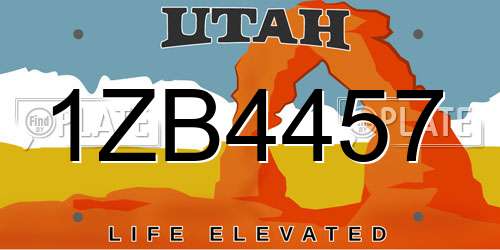 1ZB4457 Utah License Plate