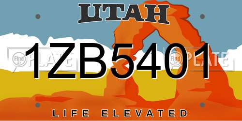 1ZB5401 Utah License Plate