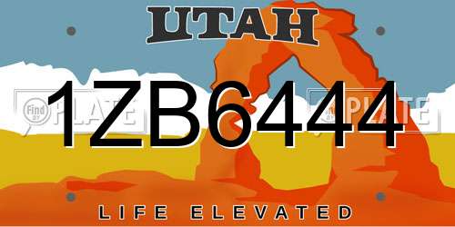 1ZB6444 Utah License Plate