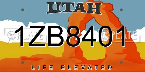 1ZB8401 Utah License Plate