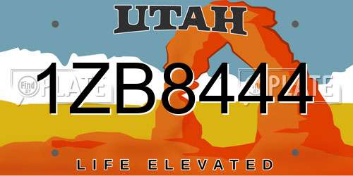 1ZB8444 Utah License Plate
