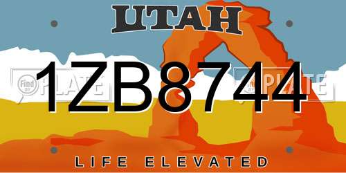 1ZB8744 Utah License Plate