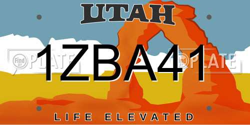 1ZBA41 Utah License Plate