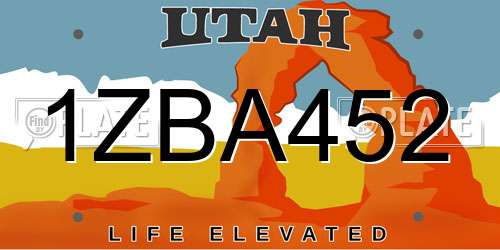 1ZBA452 Utah License Plate