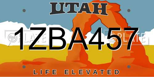 1ZBA457 Utah License Plate