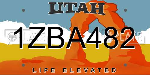 1ZBA482 Utah License Plate