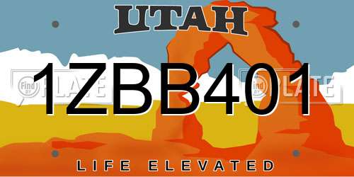 1ZBB401 Utah License Plate