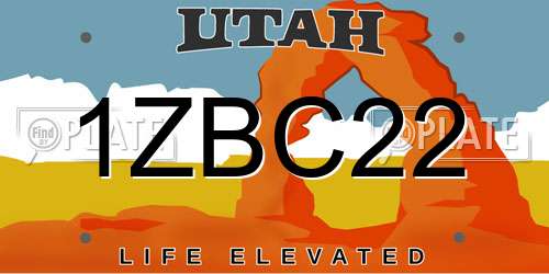1ZBC22 Utah License Plate