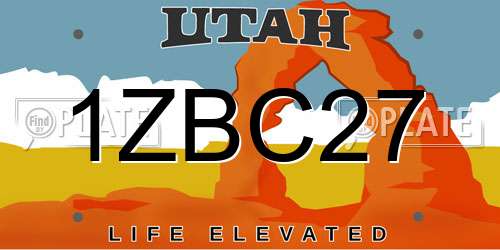 1ZBC27 Utah License Plate