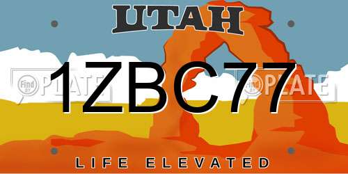 1ZBC77 Utah License Plate