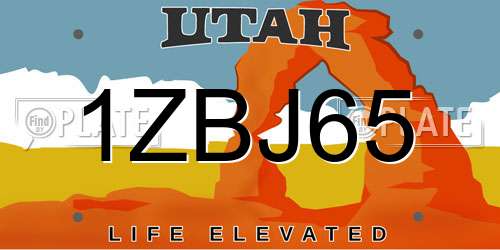 1ZBJ65 Utah License Plate