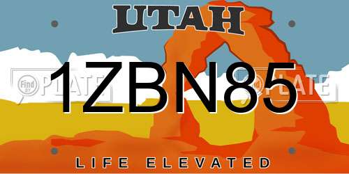 1ZBN85 Utah License Plate