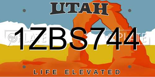 1ZBS744 Utah License Plate