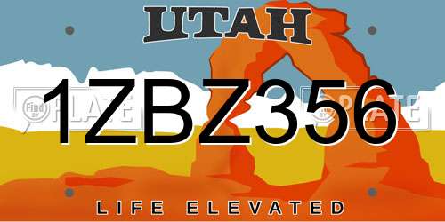 1ZBZ356 Utah License Plate