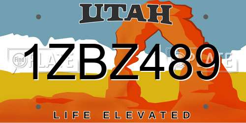 1ZBZ489 Utah License Plate