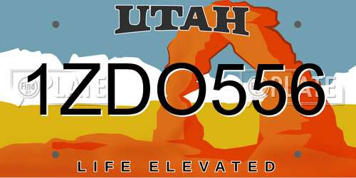1ZDO556 Utah License Plate