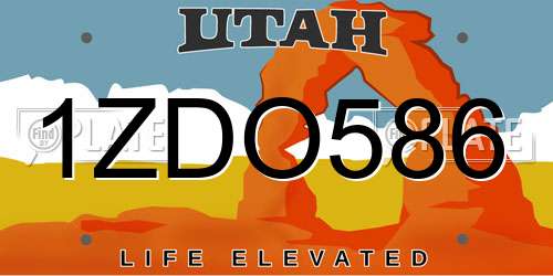 1ZDO586 Utah License Plate