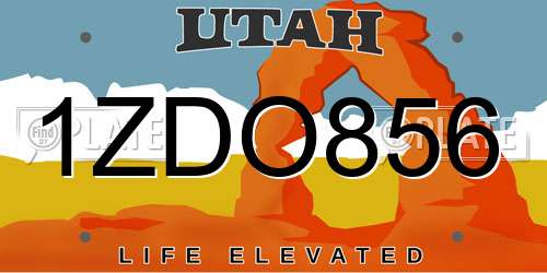 1ZDO856 Utah License Plate