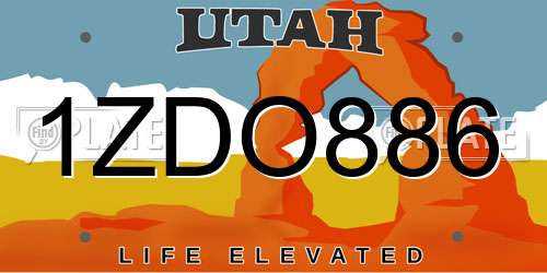 1ZDO886 Utah License Plate
