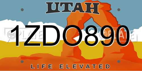 1ZDO890 Utah License Plate